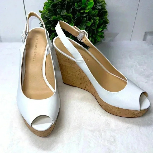 Veronica Beard SZ 11 White Dalí Peep toe Wedges Platform - Picture 4 of 10